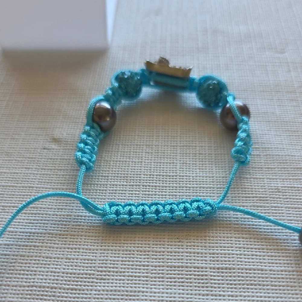 Cute Blue Beaded Bracelet with Cat Charm